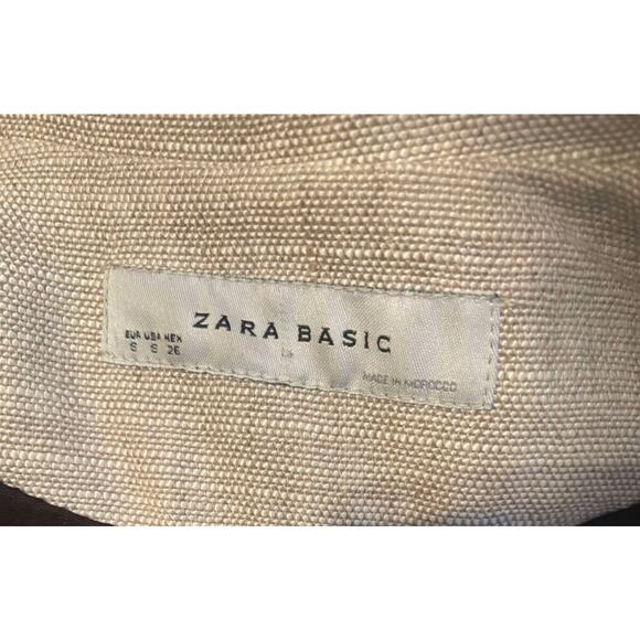 NWOT Zara Basics Short Sleeve Fitted Linen Button Front Jacket Size S/M Pockets - Picture 6 of 6